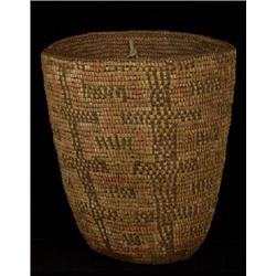 Large 19TH C. Klikitat Fully Imbricated Polychrome Berry Basket 13 3/4" H. 11" D.  Fair Condition…