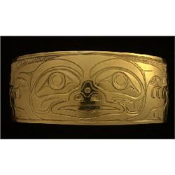 14K Carved Gold Sea Monster Bracelet Monogram RD For Robert Davidson 6 1/2" L. 1" W.             …