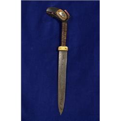 Late 19TH C. Tlingit Fighting Blade with Carved  Wood and Bone Handle John Wilson Stamped Export …