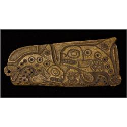 Rare Tlingit Carved Bone Shaman's Breast Amulet Killer Whales and Octopus ca. 1850 Collected 1980…