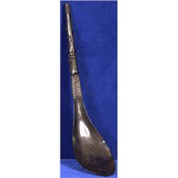 Very Old Carved Mountain Goat Horn Spoon with Wrapped Copper and White Metal Wire 9 1/4" L.  As I…