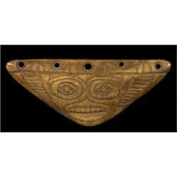 Carved Bone Shaman's Charm Triangular Shape Probably Tsimshian 3 1/8" W.  Fine Condition         …