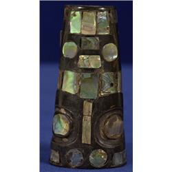 19TH C. Abalone Inlaid Horn Hair Ornament Northern Style Ex. Beasley Collection Cranmore Museum w…