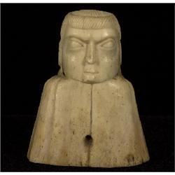 Haida Carved Bone Portrait Bust Ex. Rasmussen Collection with Museum Number and Date 1876  2 7/8"…