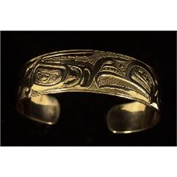 Very Fine Bill Helin 18K Gold Bracelet 6" L. 3/4" W.  Excellent Condition                        …