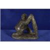 Inuit Soapstone Sculpture Man with Artic Char 7" H. 6 1/2" W.  Fine Condition                    …