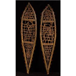 Pair of Model Cree Snowshoes with Tufted Wool 17" L. 4" W.  Fine Condition                       …
