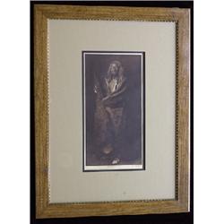 Edward Curtis Photogravure "Black Eagle" Assiniboine Plate 101 Framed 28 1/2"x 21 1/2"  Fine Cond…