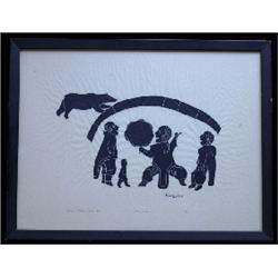 Signed Kavak Festive Dance Stone Cut Print 42/50  1970  25 1/2"x 19 1/2"  Fine Condition         …
