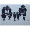 Image 2 : Signed Aliknak Good Catch Stone Cut Print 34/40  1973  25 1/2"x 19 1/2"  Fine Condition          …