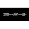 Image 1 : Old Pawn Coin Silver and Turquoise Arrow Brooch Signed "I. H."  4" W.  Fine Condition            …