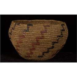 Thompson River Coiled Basket Bowl with Lightning Imbrication 9" D. 6" H.  Good Condition         …