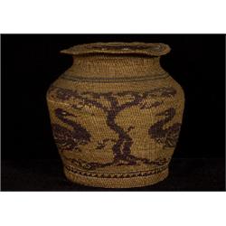 Nuu-chah-nulth Basketry Covered Ceramic Chinese Pot 6" H.  Good Condition                        …