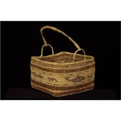 Nuu-chah-nulth Square Carry Basket 11" H. 9" sq.  Good Condition                                 …