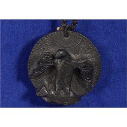 Rufus Moody Haida Argillite Full Relief Eagle Pendant Signed and Inscribed 2" H.  Fine Condition …