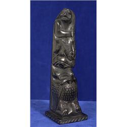 Captain Andy Brown Carved Argillite Totem with Provenance 6" H.  Fine Condition                  …