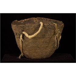 19TH C. Puget Sound Burden Basket with Tumpline 12 1/2" L. 9 1/2" H. 9" W.  As Is                …