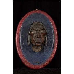 Carved Wood Portrait Wall Plaque (Sergeant) Signed Siempre ca. 1930  9 1/2" H.  Good Condition   …