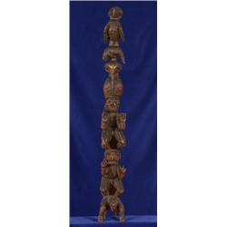 Exceptional Six Figure Totem Possibly Bella Coola ca. 1900 with Provenance 43" H.  Good Condition…