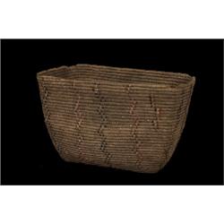 Thompson River Burden Basket Zig Zag Imbrication 14 1/2" L. 9" H.  Minor Rim Loss                …