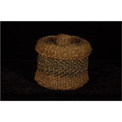 Haida Nob Top Cedar Bark Basket 3" H. 3" D.  Fine Condition                                      …