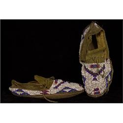 Pair of Northern Plain Beaded Moccasins  Fair Condition                                          …