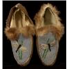 Image 1 : Pair of Beaded Moccasins with Trade Wool and Dragon Fly Design  Fair Condition                   …