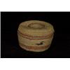 Image 1 : Nuu-chah-nulth Lidded Basket with Duck Motif 3" D. 2" H.  Fine Condition                         …