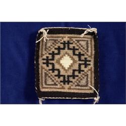 Navajo Wool Two Gray Hills Miniature Rug by Helen Bia 7 3/4"x 7"  Fine Condition                 …