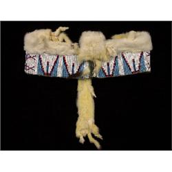Old Beadwork Headband with Abalone and Ermine Trim ca. 1930  Davidson Provenance Worn by Florence…