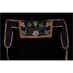 Finely Beaded Blue Stroud Dance Apron and Belt Probably Tahltan 36" L. 5 3/4" H. Minor Bead Loss …