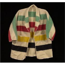 Old Hudson Bay Jacket with Multi Coloured Stripes Size Large  Fair Condition                     …