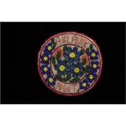 Northwest Territories Floral Beaded Coaster 1930  5 1/2" D.  Fine Condition                      …