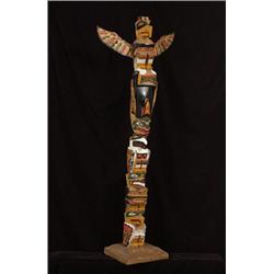 Kwakiutl Carved and Painted Five Figure Totem ca. 1950  40" H. From the Harry Rankin Estate  Fine…