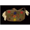 Image 1 : Beaded Deerskin Purse with Rabbit Fur 13" W. 8 1/2" H.  Fair Condition                           …