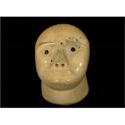 Small Inuit Carved Bone Head 2 1/2" H.  Fine Condition                                           …