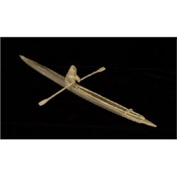 Carved Antler Kayaker 9 1/2" L.  Fine Condition                                                  …