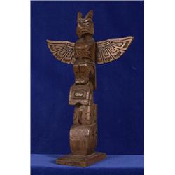 Carved Thunderbird and Whale Totem by Al Jonney 13 1/2" H. Fair Condition                        …