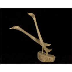 Caribou Horn Sculpture "Two Birds" 11 1/2" H.  Fine Condition                                    …