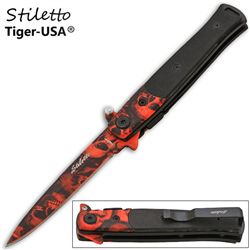 Z-Slayer Red Skulls Mini Stiletto Knife