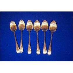A SET OF SIX BRIGHT CUT TEASPOONS, LONDON, 1812, with shell bowls....