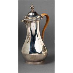 A PEAR SHAPED COFFEE JUG, LONDON 1771, August le Sage, the domed lid with knop finial and gadroon...