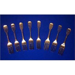 A SET OF FOUR PLAIN FIDDLE PATTERN TABLE FORKS, DUBLIN, 1801, and four others (8)....