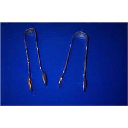 TWO SIMILAR FIDDLE PATTERN SUGAR TONGS, DUBLIN, 1839, LONDON 1827...
