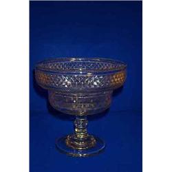 A DRUM SHAPED FRUIT BOWL, EARLY 19th CENTURY, PROBABLY WATERFORD, the fluted rim above strawberry...