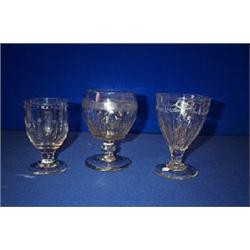 A RUMMER, LATE 18th CENTURY, PROBABLY CORK, with mould blown flutes and loosely engraved with rib...