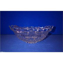 AN OVAL FLAT CUT BOWL, c.1800, CORK, with waved rim, the body cut with lozenges and on a circular...