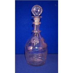 A MOULD BLOWN 'act of UNION' DECANTER, BELFAST, c.1800, smallish lip, two feathered double neck r...