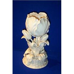A BELLEEK "TULIP" VASE, FIRST PERIOD, (1863-1890), with three tulips surrounding a larger one on...