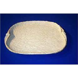 A BELLEEK "TRIDACNA" TRAY, FIRST PERIOD (1863-1890), typically moulded with gilded rim, black pri...